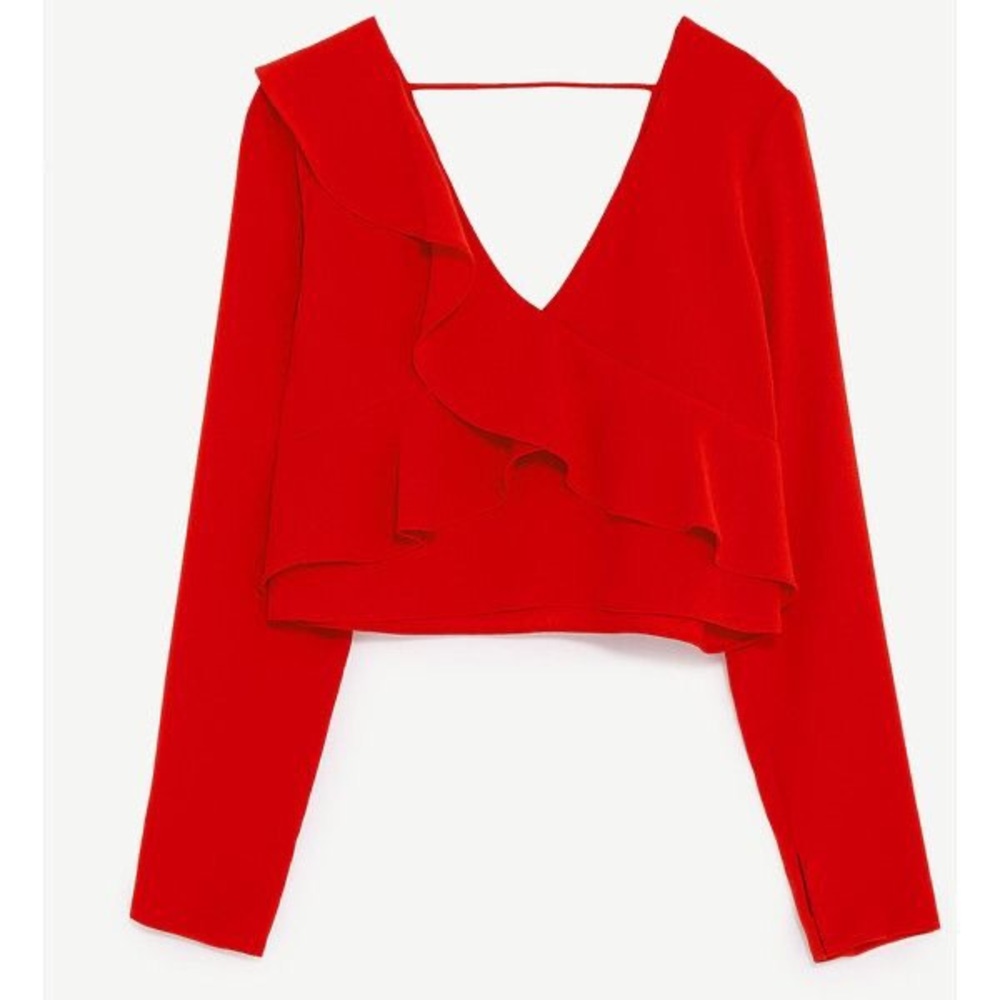 Zara Red Crop Top with Frills